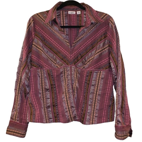 Vintage Tops - VTG Western Style Button-Down Long Sleeve Shirt
